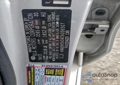 2012 Kia Rio Ex из США, поврежденный, VIN KNADN5A34C6036507